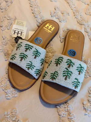 Haute Hippie Palm Beaded Slides thumbnail 2