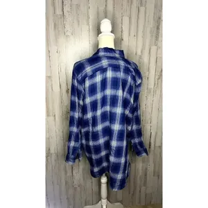 Ralph Lauren Women's 2XL‎ Blue & White Plaid Button-Up Shirt Long Sleeve thumbnail 3