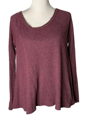 We The Free Free People Oversized Thermal Waffle Knit Top Size S Slouchy Swing thumbnail 1