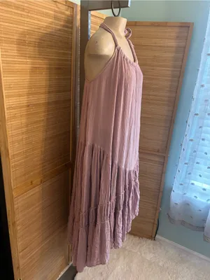 Free People Bare it All Lavender purple Maxi Dress boho hippie woman’s medium thumbnail 2