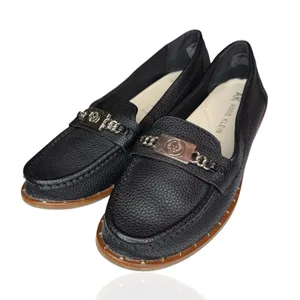 Anne Klein iFlex Nicola Size 9.5M‎ Shoes Black Gold Vegan Comfort Career Loafers thumbnail 1