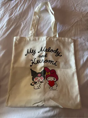 My Melody & Kuromi Cream Canvas Tote Bag thumbnail 1