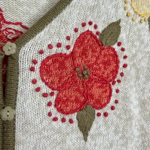 VTG Christopher & Banks Hand Embroidered Sweater Women’s Medium Floral thumbnail 4