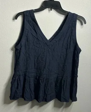 Ann Taylor LOFT Women Navy‎ Blue V-neck Blouse Top Size Small. thumbnail 1