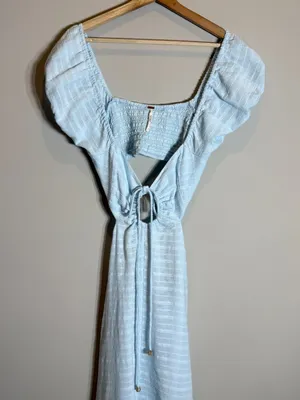 Free People Endless Summer Extra Dose Midi Dress Women's Small Blue Keyhole Boho thumbnail 8