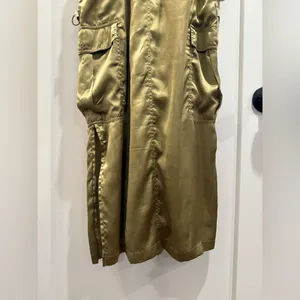 Love The Label Anthropologie Sleeveless Utility Satin Green Midi Dress Size‎ XS thumbnail 11