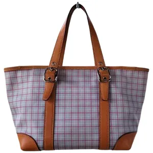 Coach - Plaid Tote Bag with Tan Accents & Hangtag thumbnail 11