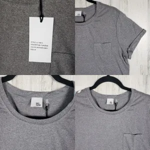 NWT Iris & Ink Gray Graphic Pocket Short Sleeve T-Shirt Women's Size Medium thumbnail 2