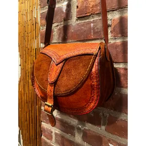 Vintage 70s Tooled Leather Suede Saddle Bag Western Crossbody Purse thumbnail 4