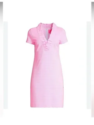 Excellent condition Gorgeous Lilly Pulitzer Pink Ruffle Short Sleeve Dress thumbnail 3