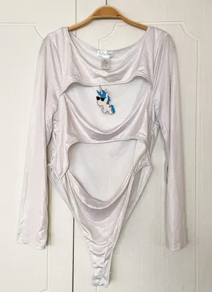 iHeartRaves White Shimmer Cut Out Bodysuit thumbnail 5