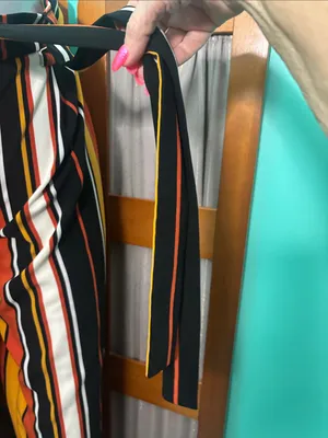 Adrienne Vittadini Black, Mustard & Rust Striped Wide-Leg Pants thumbnail 4