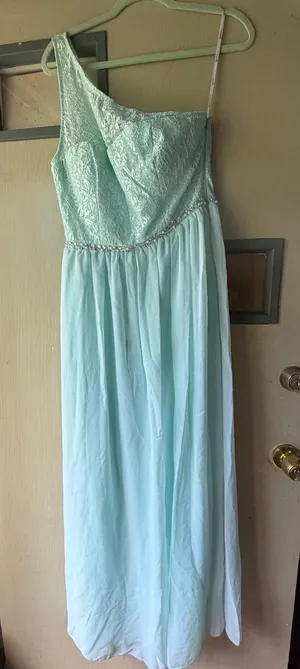 Speechless One-Shoulder Mint Lace & Chiffon Gown thumbnail 1