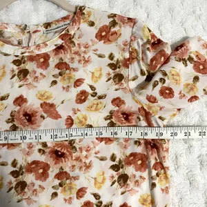 Abercrombie & Fitch Orange Floral Button Back Crewneck Short Sleeve Boxy Top M thumbnail 6