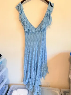Kimchi Blue Chiara Sheer Lace Midi Dress, baby blue, size L thumbnail 5