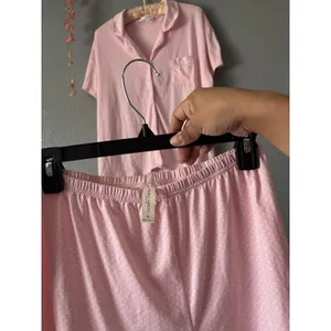 Laura Ashley Pink Polka Dot Pajama Set – Size Large thumbnail 4