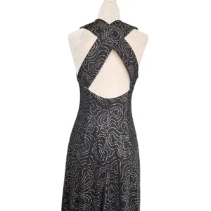 Vintage‎ All That Jazz Black Mesh Rhinestone Maxi Dress Open Back Party Wedding thumbnail 7