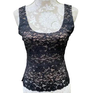 Hanky Panky 90s Y2K Vintage Tank Top Black Lace Nude Mesh Boho Fairy Grunge Whimsigoth Sz M thumbnail 3
