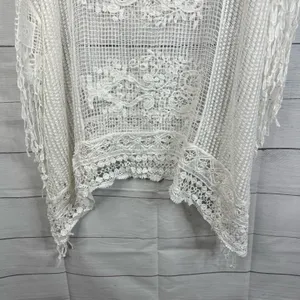 Womens size XL One Size Kimono Bohemian Crochet Lace Boho Coverup Festival White thumbnail 4