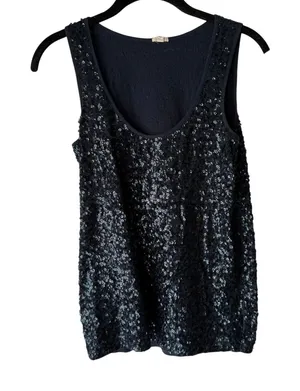 J. Crew Women's Size Small Navy Blue Sequin Sparkle Party‎ Tank Top thumbnail 1