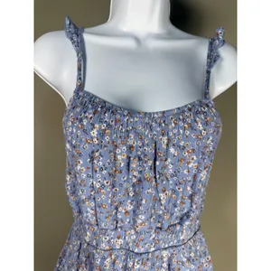 Altar'd State Blue Floral Romper Boho Cottagecore Tie Strap XS Made USA‎ thumbnail 3