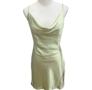 NWT Nasty Gal Green Mini Satin Slip Dress Cowl Neck 4 6 Party thumbnail 4