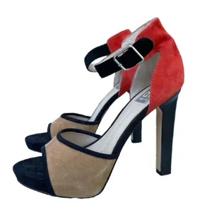 DV by Dolce Vita Open Toe Suede Red Nude Heels thumbnail 1