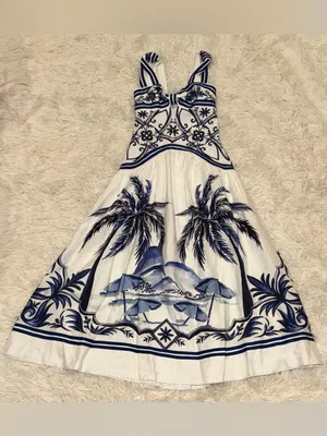 NEW Farm Rio Wonderful City Tropical Print Off White Maxi Dress sz XXS thumbnail 4