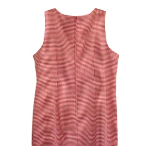 Vintage Women's Red Gingham Plaid Sleeveless Shift Dress Cottagecore Retro Shift thumbnail 6