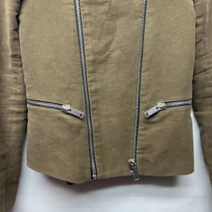 Zara Woman Faux Suede Brown Full Zip Moto Jacket Size XS Flawed thumbnail 5