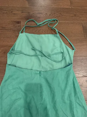 Zara Women's Green Linen Halter Dress NWT Large - C11-736 thumbnail 11