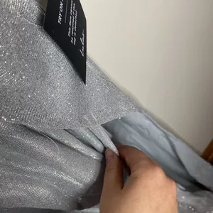 Lulus Keep Your Shine On Light Grey Metallic Faux-Wrap Maxi Dress size M thumbnail 10