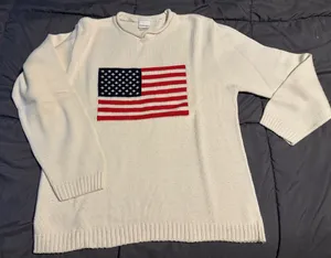 Cream American Flag Sweater Cherokee thumbnail 1