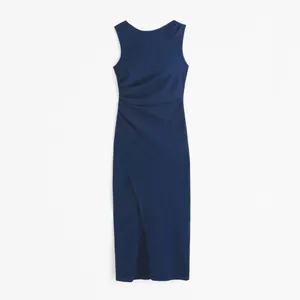 Abercrombie & Fitch Draped High-Neck Shell Midi Dress in Blue Size XS NWT thumbnail 7