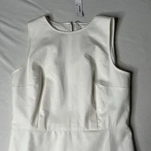 NWT JCrew Fluted Hem Stretch Pique Sheath Dress in Ivory thumbnail 4