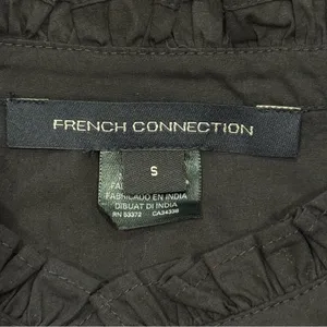 French Connection Poplin Mini Dress Puff Sleeve Black Small Preppy Coastal Chic thumbnail 10