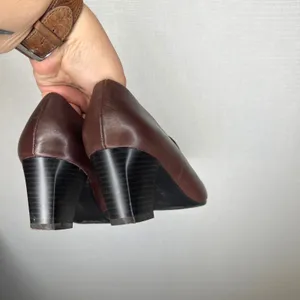 Naturalizer Womens 8W Brown Leather Square Toe Block Heel Loafer Pumps thumbnail 4