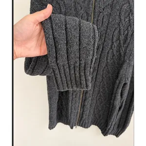Cherokee Gray Lambswool Blend Cable Knit Full Zip Mock Neck Sweater Sz Medium thumbnail 3