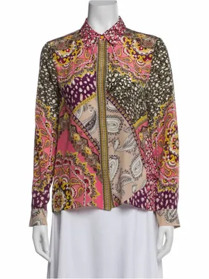NWT- Alice and Olivia Willa Hidden Placket Silk Top Size S thumbnail 7