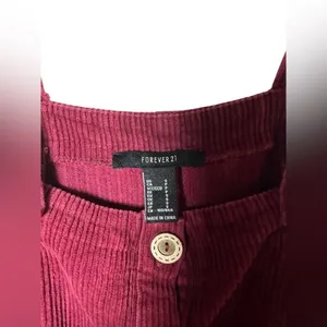 Forever 21 Burgundy Corduroy Overall Dress Pinafore Jumper Button Front‎ Size S thumbnail 5