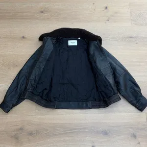 Aritzia Leather Aviator Jacket Calle Size S Black Brown thumbnail 4