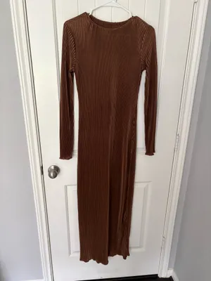 Brown Pleated SHEIN Dress thumbnail 3
