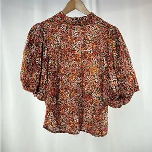 NWT Minkpink Gabae High Neck Floral Blouse‎ in Red Multi Size Small thumbnail 4