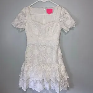 Lilly Pulitzer Bonnie Dress Resort White Jumbo Bonquet Eyelet Sz 2 Bridal #500 thumbnail 5