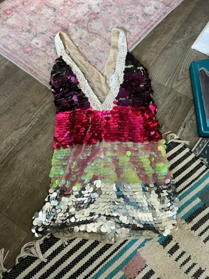 LPA Payette Sequin Deep‎ V Dress in Magenta Melody women's Size L thumbnail 2