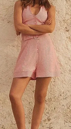 Nwt Anthropologie Maeve Seersucker Halter Romper thumbnail 1