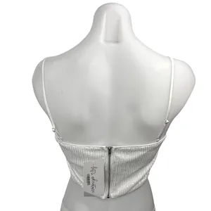 NEW 12th Tribe White Soiree Sequin Sparkly Shimmer Camisole Crop Tank Top Size S thumbnail 3