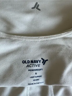 Old Navy Active PowerSoft Crop Tank Sports Bra White Light Support Go-Dry S thumbnail 10