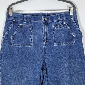 Erika Vintage Cropped Wide Leg Capri Jeans Size 12 Vintage Mom Jeans thumbnail 2