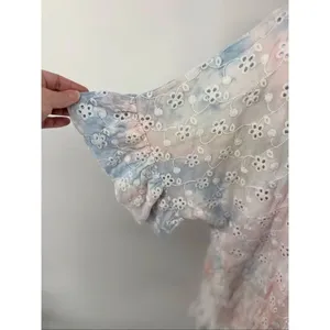 Surf Gypsy Eyelet Tie Dye Tassel Beach Dress Ruffle Flutter Sleeve M thumbnail 9